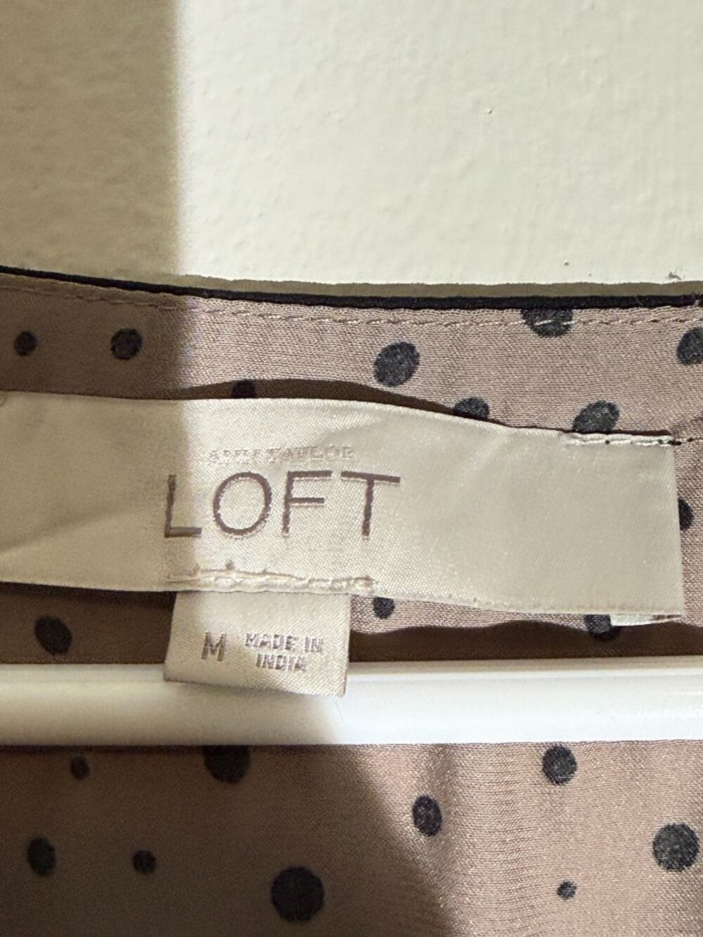 LOFT Polka Dot Sleeveless Cinch Waist Dress | Taupe Black M - Picture 3 of 5